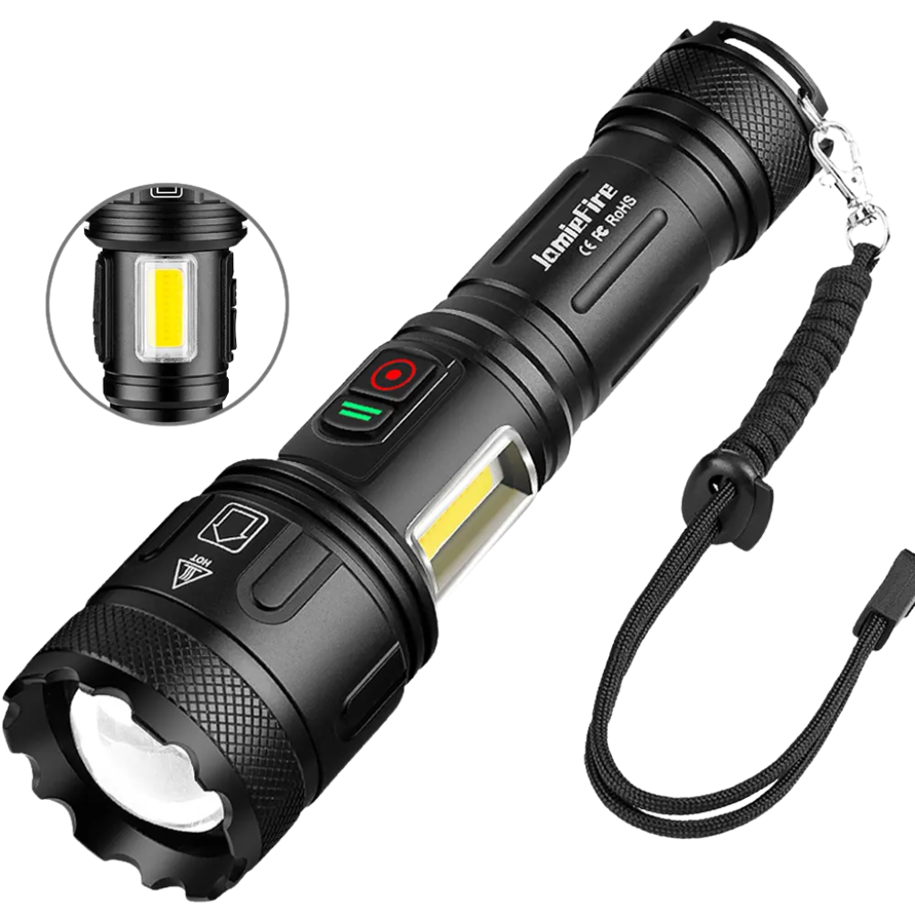 Dual Switch lommelygte 15.000 Lumen + Genopladeligt Batteri